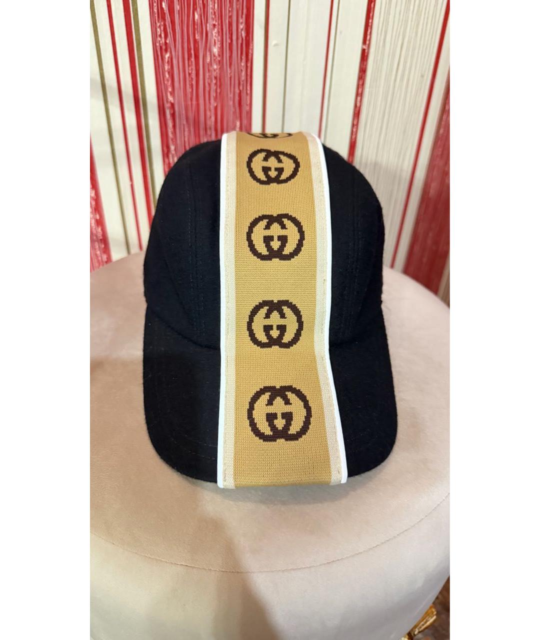 GUCCI Черная шерстяная кепка, фото 3
