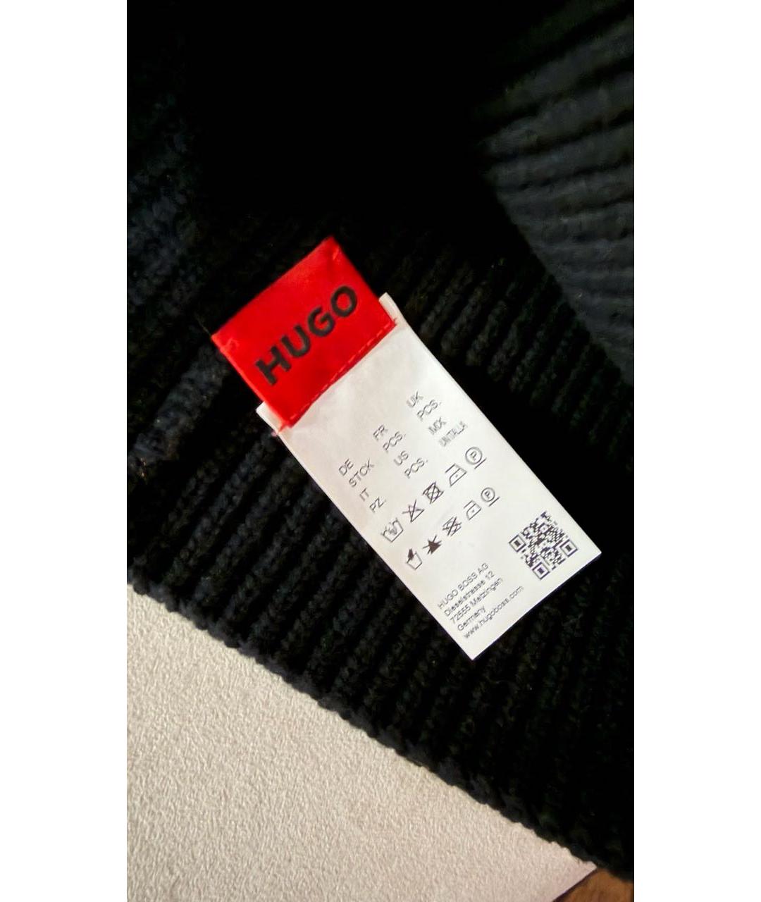 HUGO BOSS Черная шерстяная шапка, фото 3