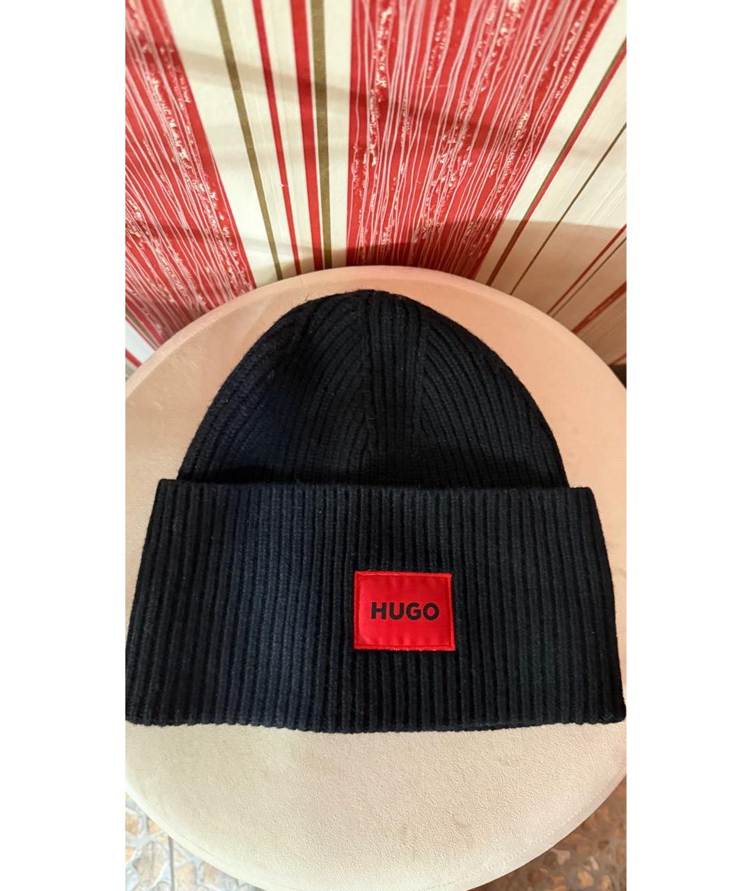 HUGO BOSS Черная шерстяная шапка, фото 2