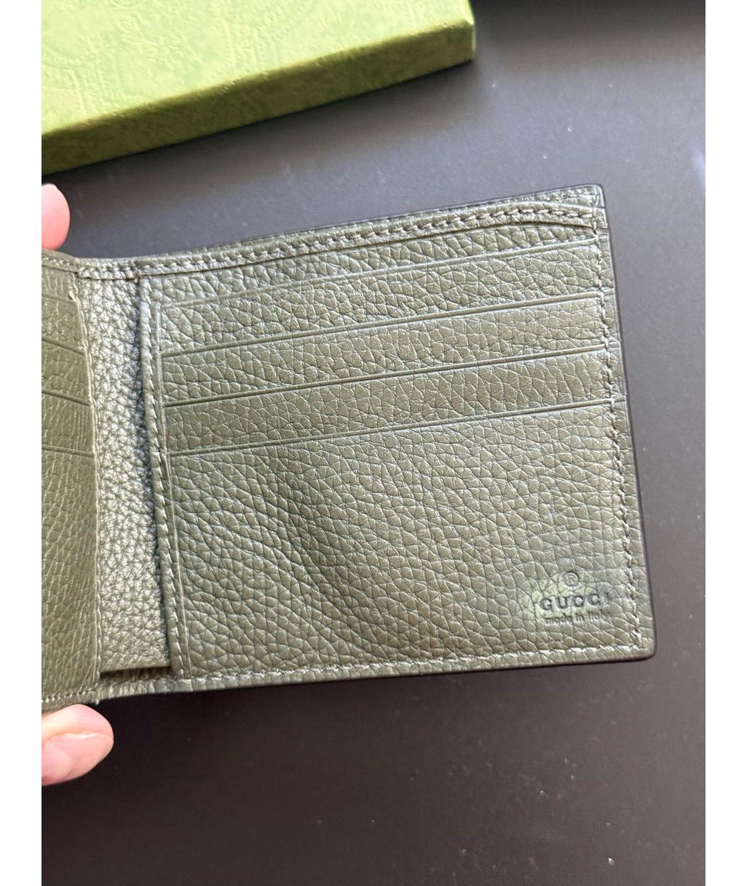 GUCCI Зеленый кожаный кошелек, фото 3