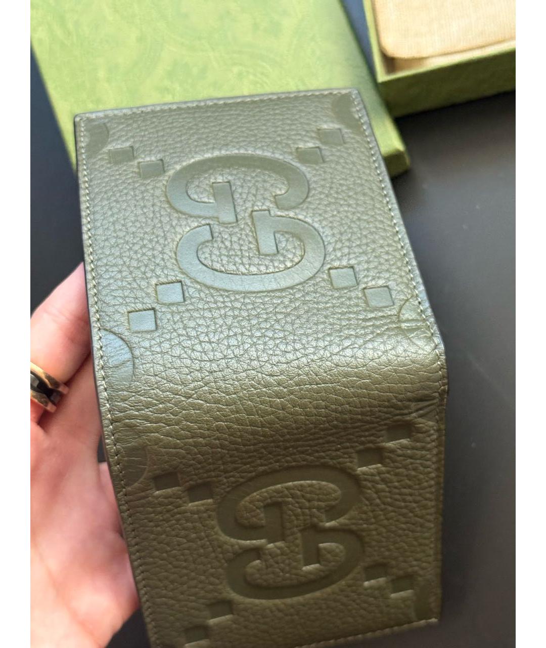 GUCCI Зеленый кожаный кошелек, фото 6