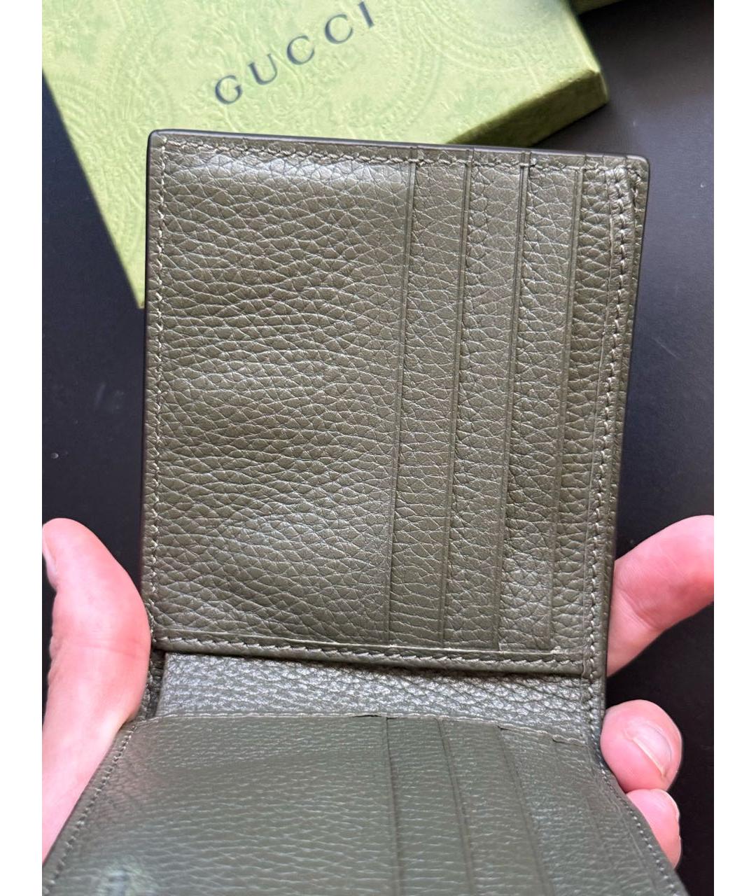 GUCCI Зеленый кожаный кошелек, фото 4