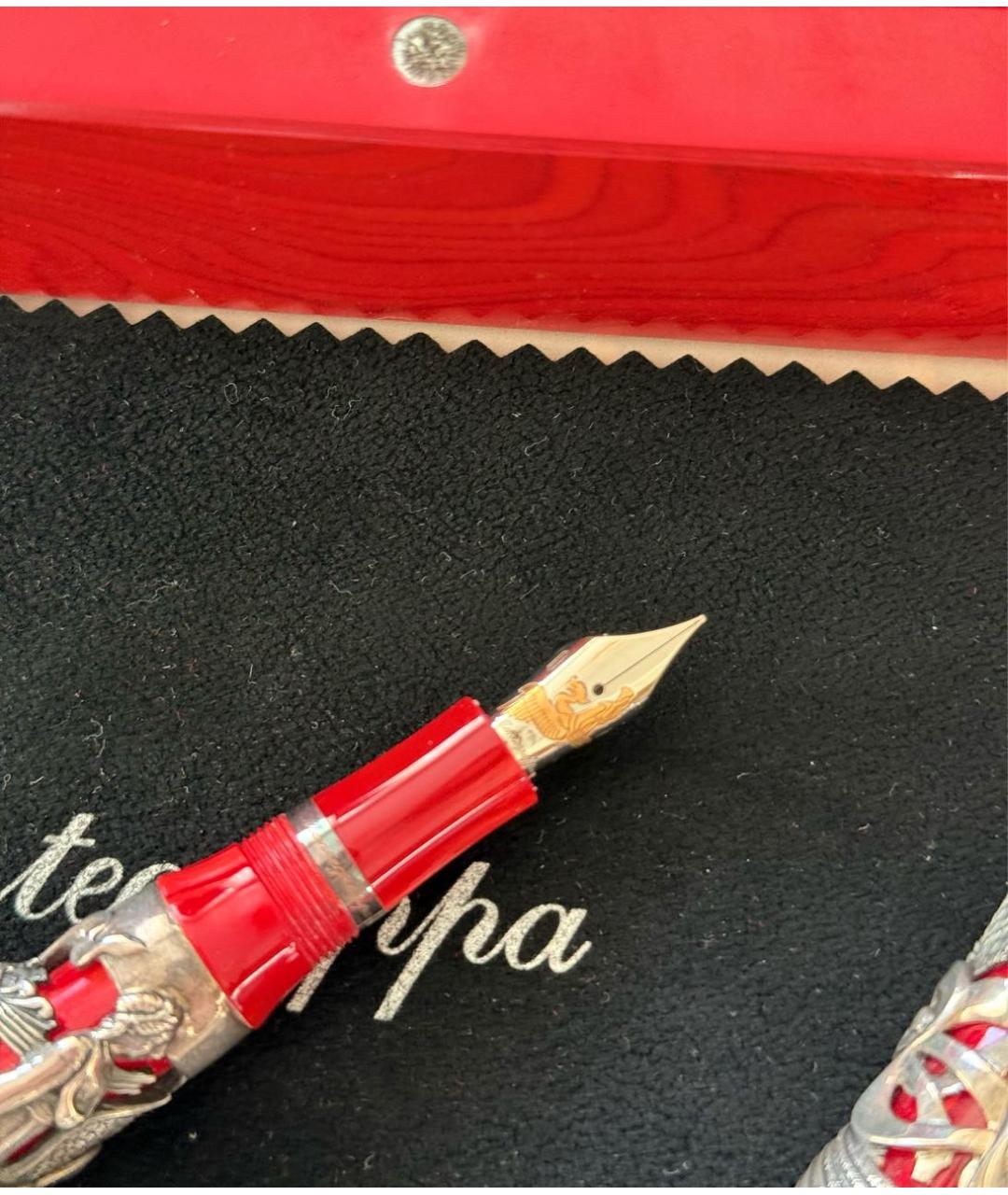 MONTEGRAPPA Красная металлическая перьевая ручка, фото 6