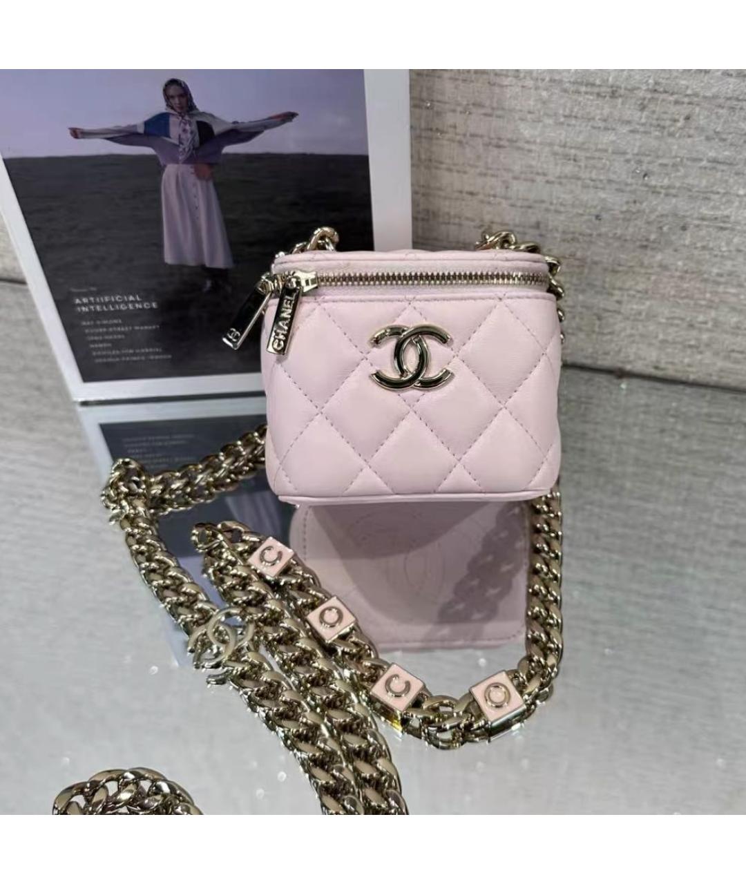 CHANEL Розовая кожаная сумка через плечо, фото 8