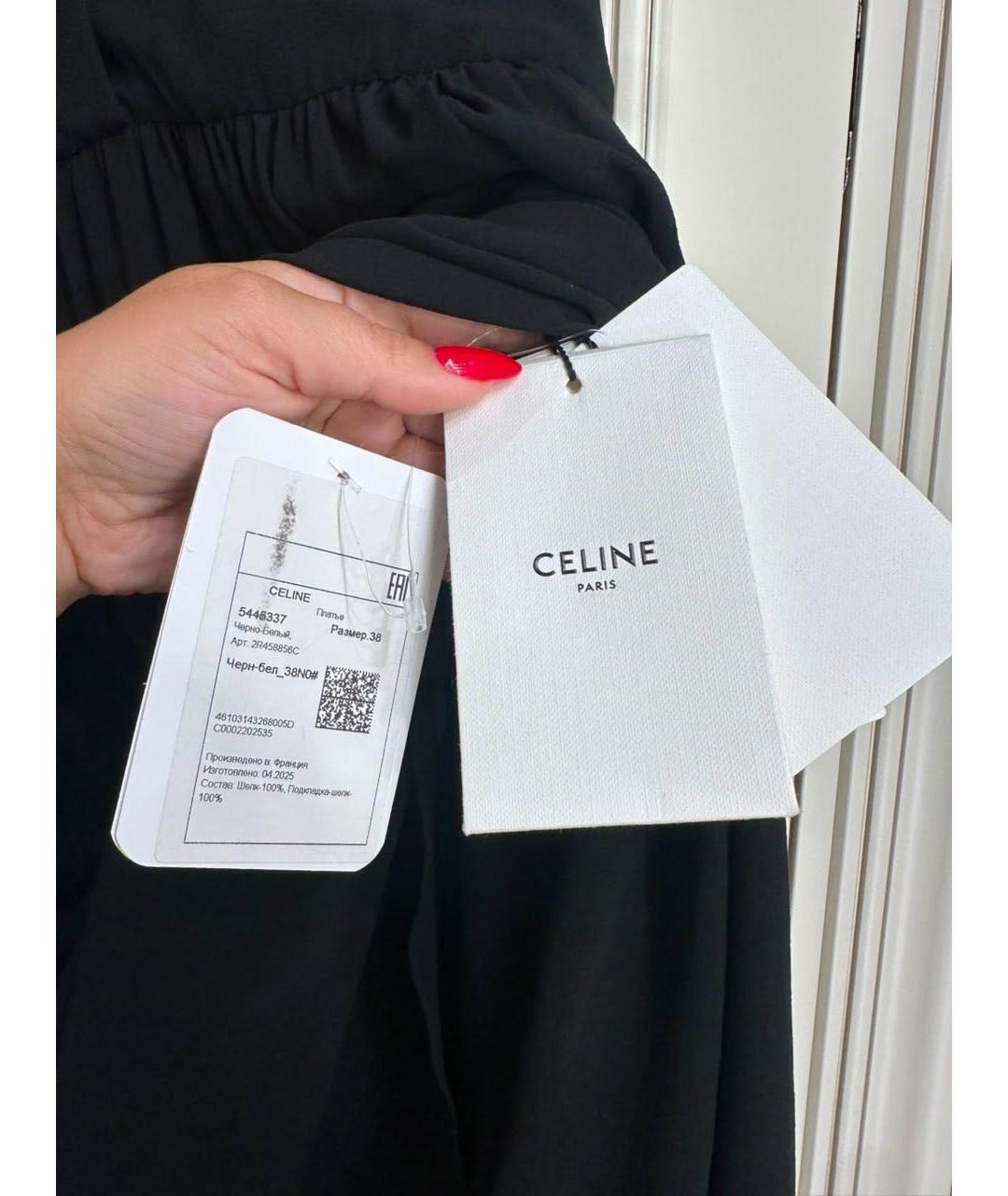 CELINE Черное шелковое повседневное платье, фото 5