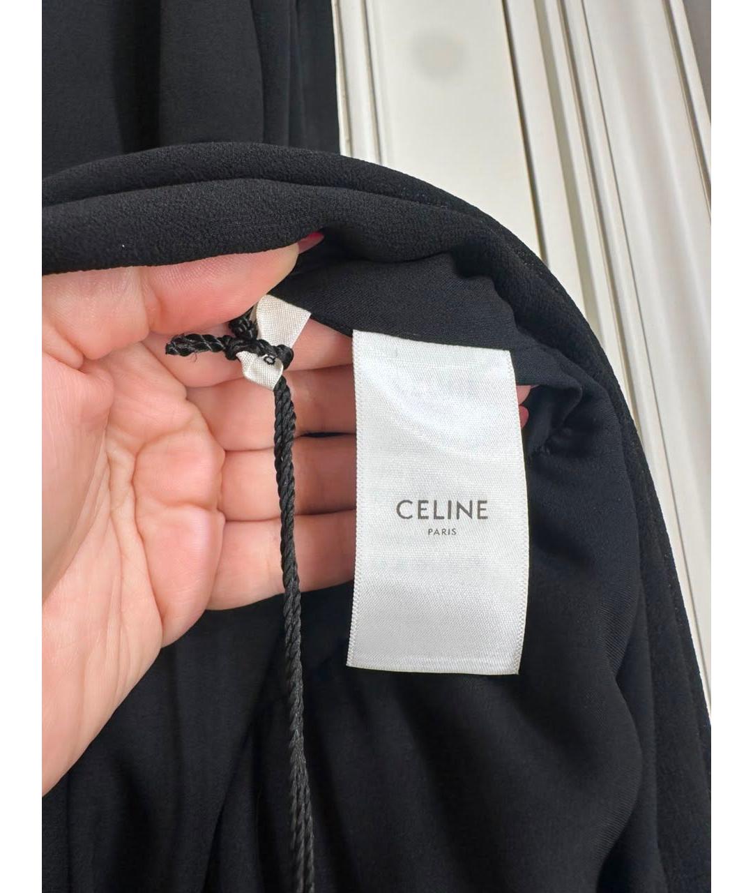 CELINE Черное шелковое повседневное платье, фото 4