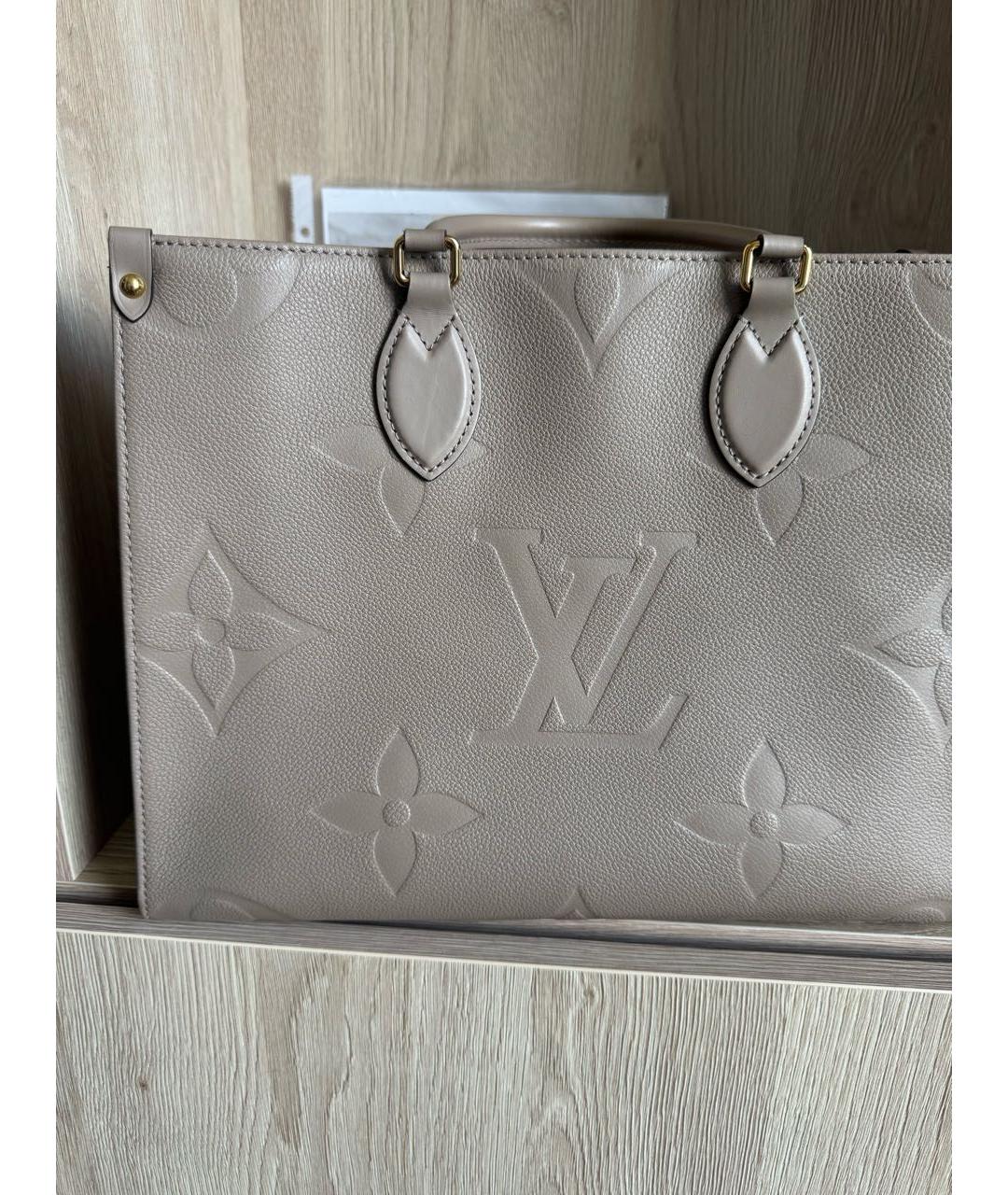 LOUIS VUITTON Бежевая кожаная сумка с короткими ручками, фото 2