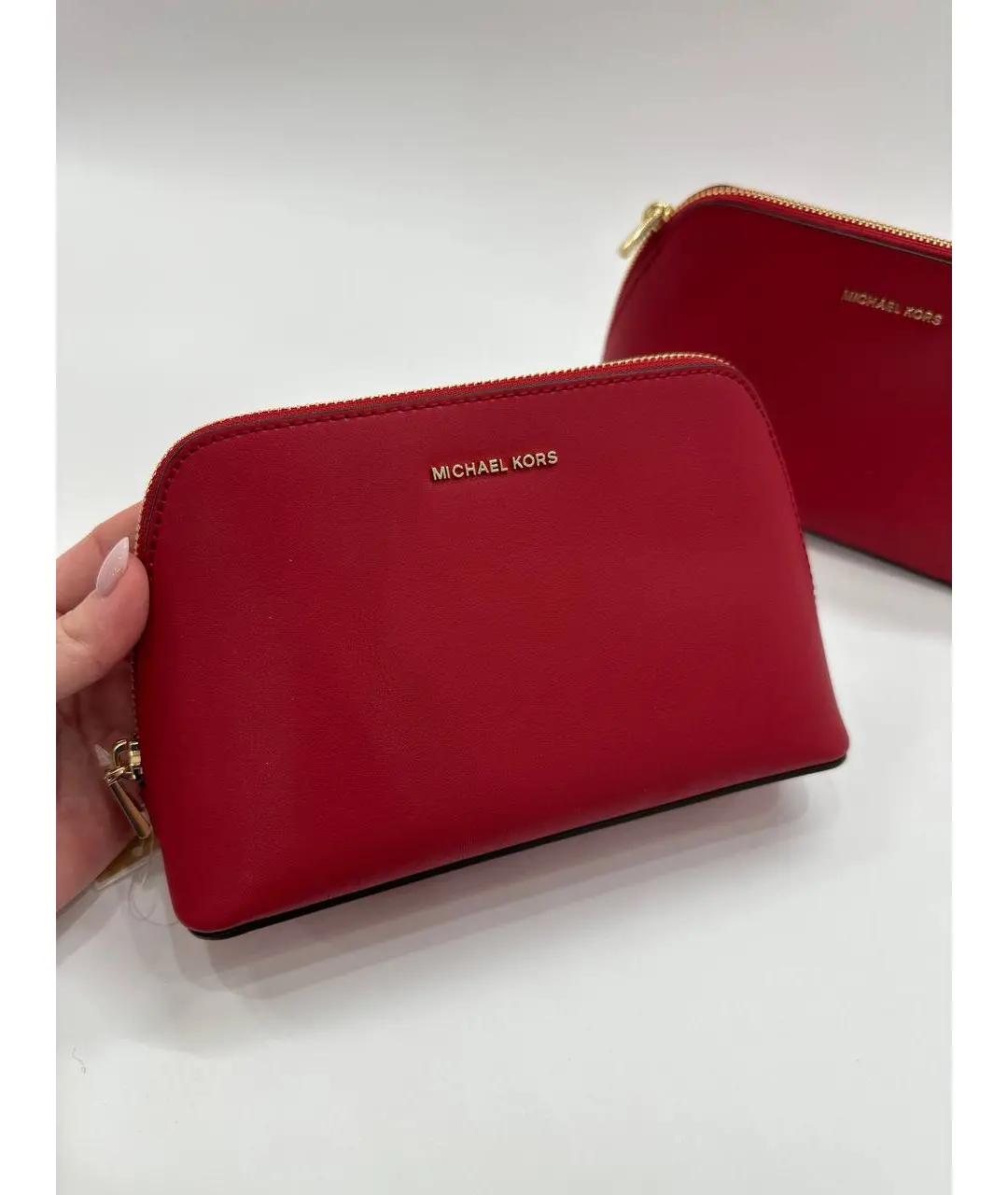 MICHAEL KORS Красная кожаная косметичка, фото 3