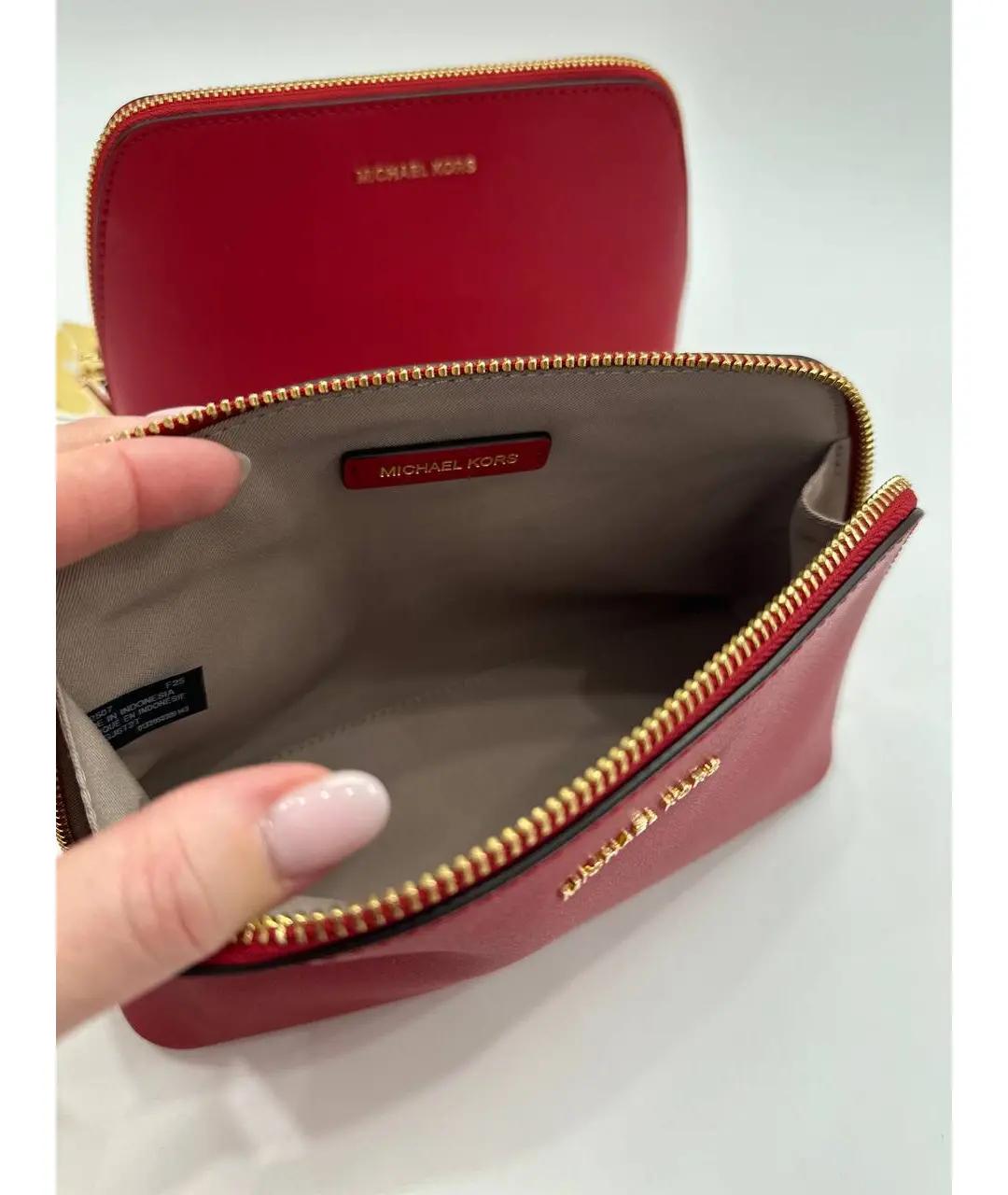 MICHAEL KORS Красная кожаная косметичка, фото 4