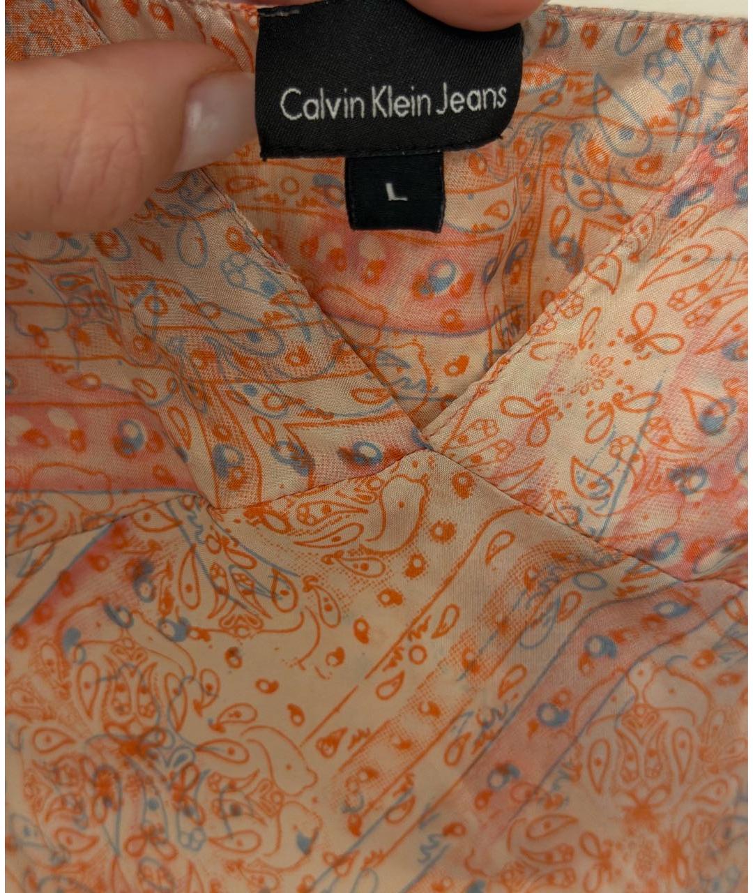 CALVIN KLEIN Мульти шелковое повседневное платье, фото 5