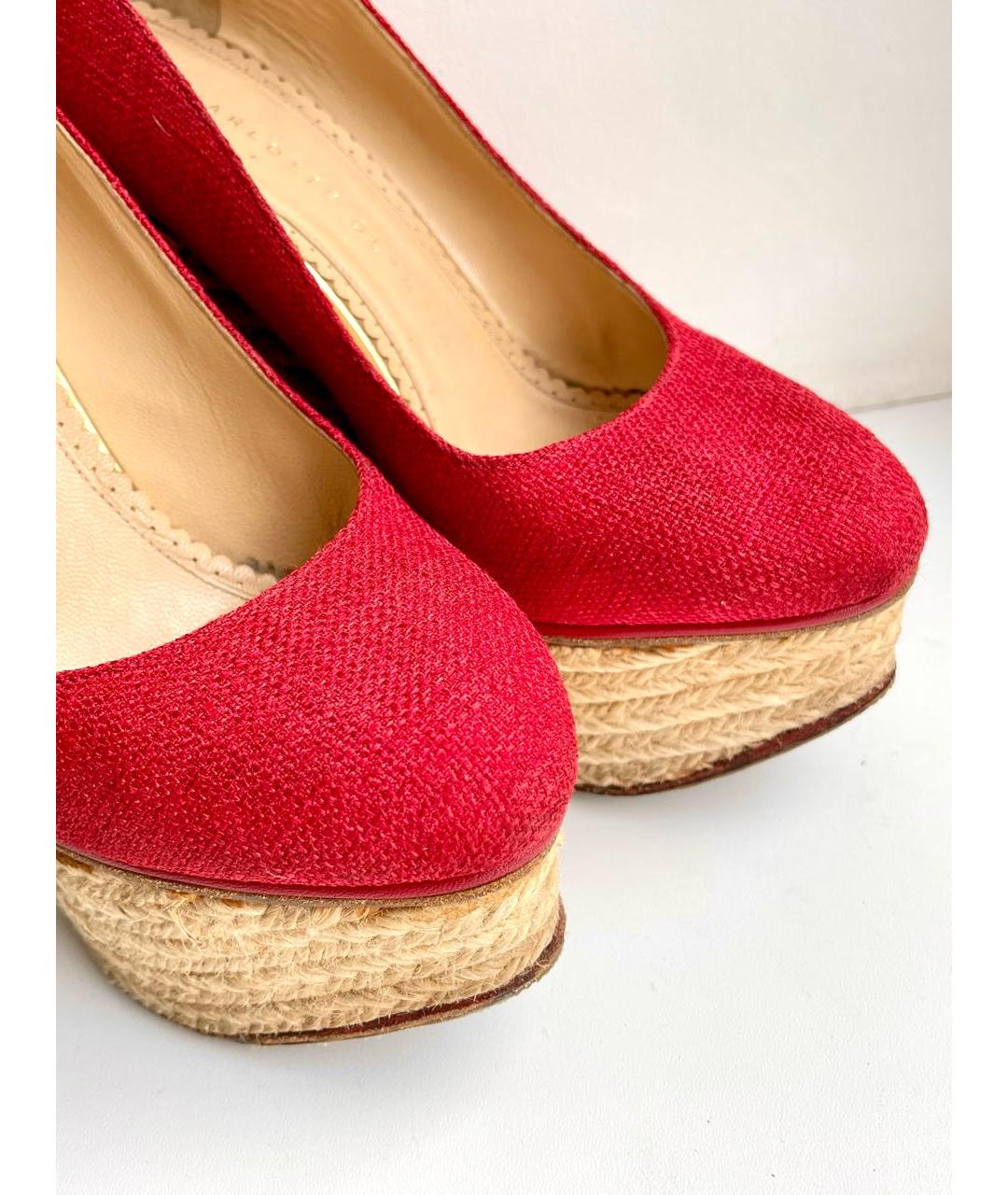 CHARLOTTE OLYMPIA Красные текстильные туфли, фото 4