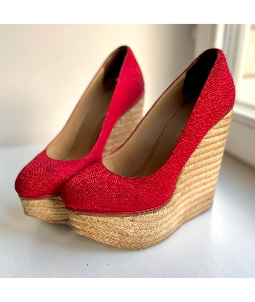 CHARLOTTE OLYMPIA Красные текстильные туфли, фото 2