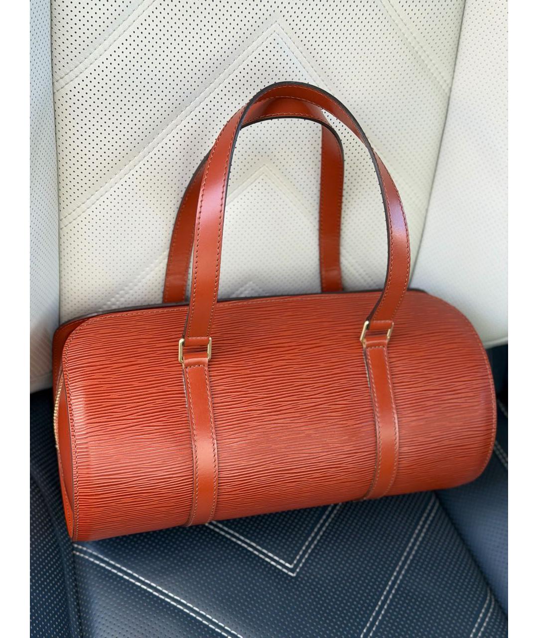 LOUIS VUITTON Коричневая кожаная сумка с короткими ручками, фото 9