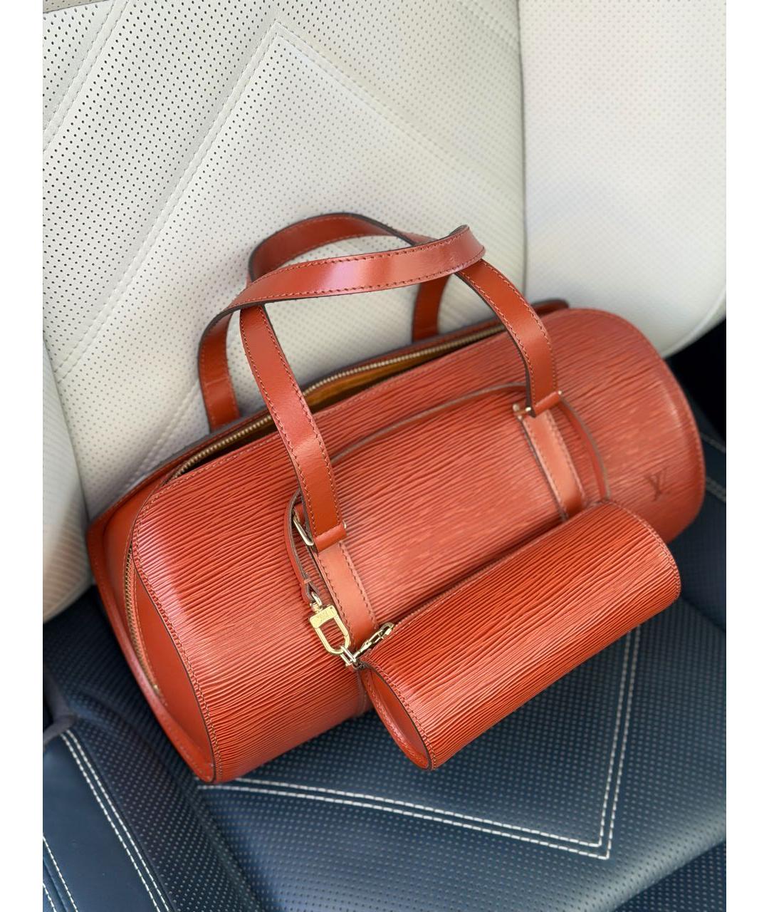 LOUIS VUITTON Коричневая кожаная сумка с короткими ручками, фото 2