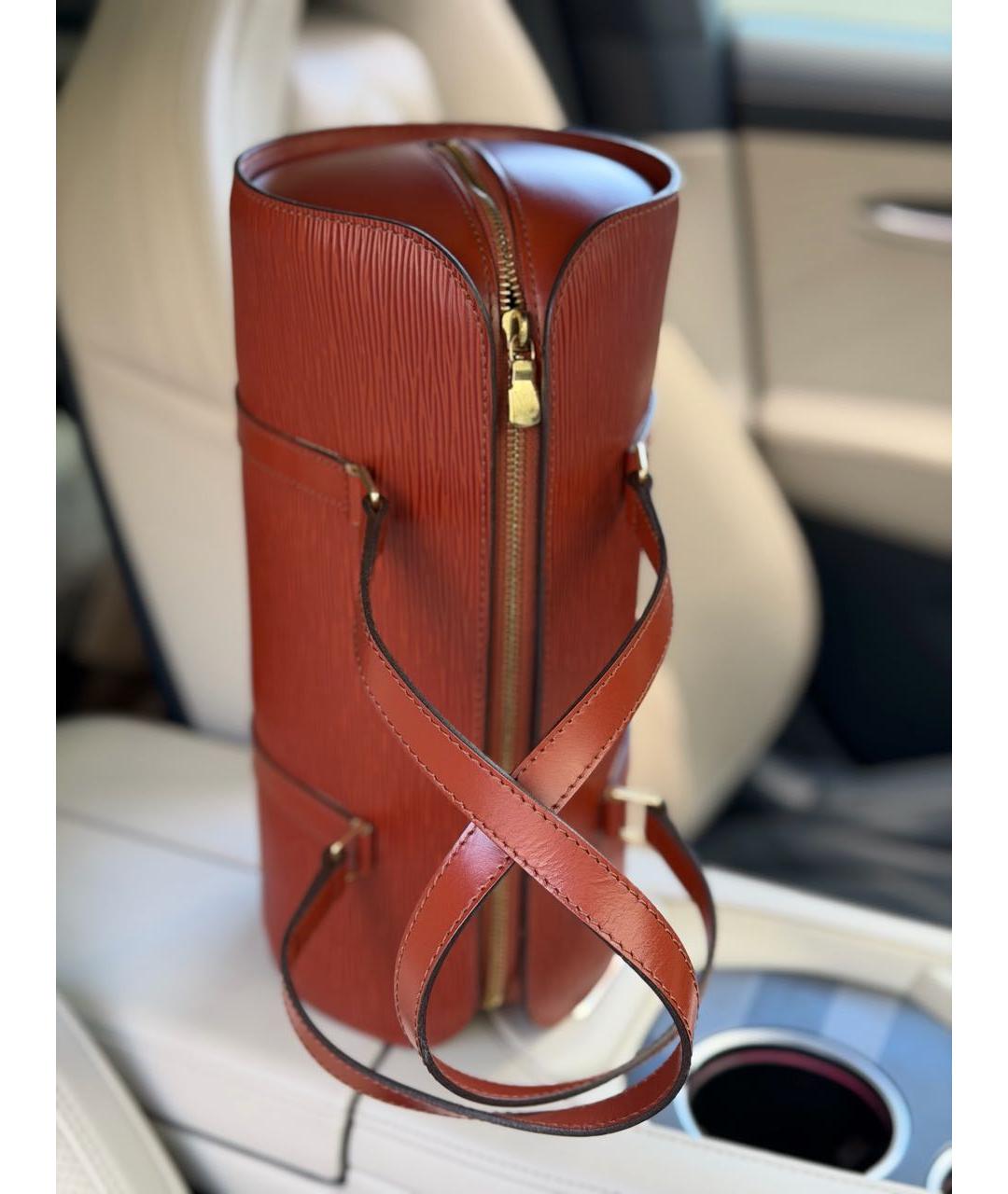 LOUIS VUITTON Коричневая кожаная сумка с короткими ручками, фото 7
