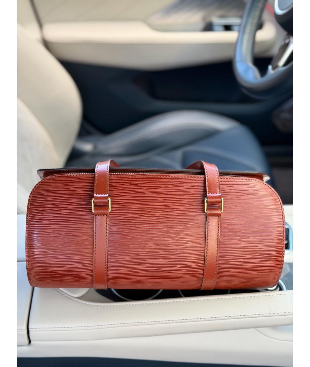 LOUIS VUITTON Коричневая кожаная сумка с короткими ручками, фото 3
