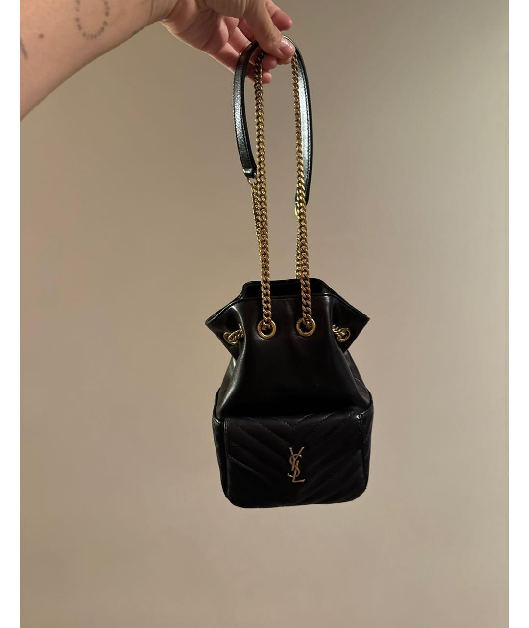 SAINT LAURENT Черная кожаная сумка тоут, фото 2