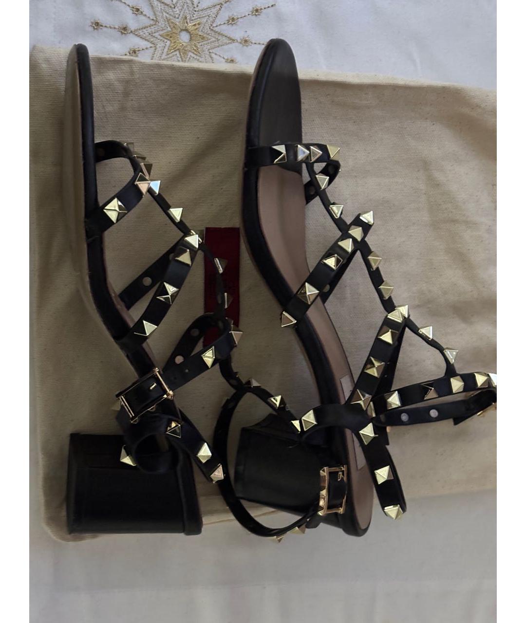 VALENTINO Черные кожаные босоножки, фото 3
