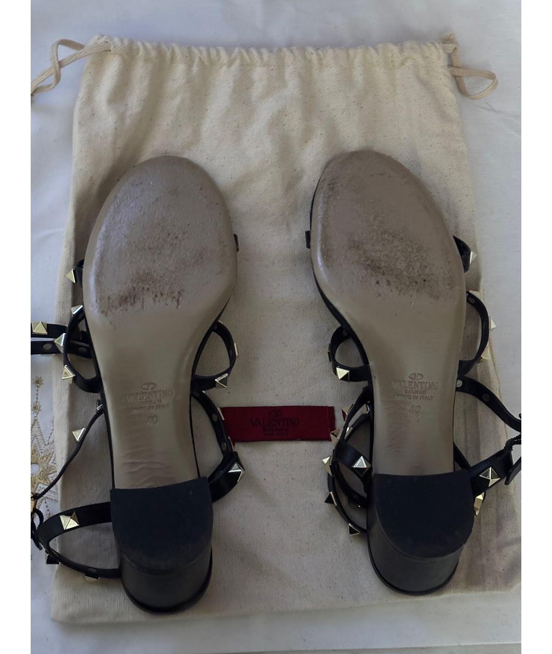 VALENTINO Черные кожаные босоножки, фото 6
