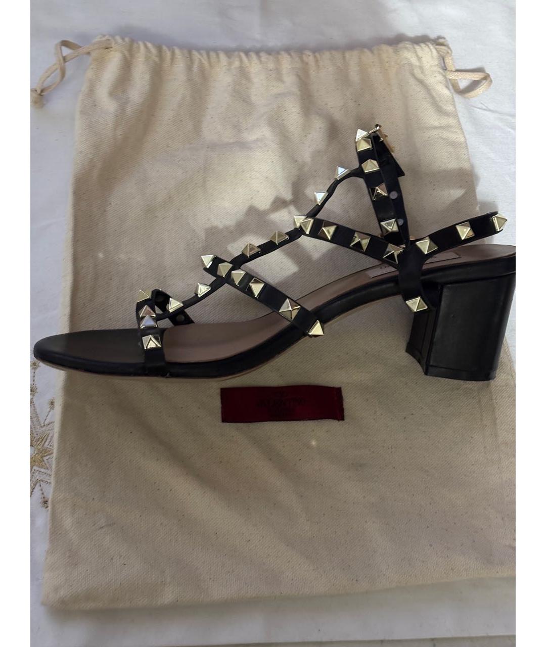 VALENTINO Черные кожаные босоножки, фото 7
