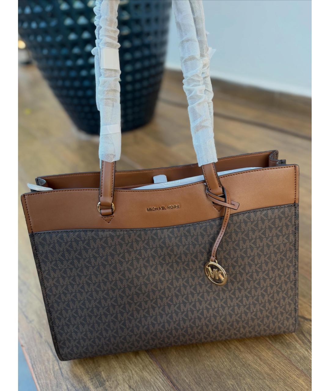 MICHAEL KORS Коричневая сумка тоут из канвы, фото 4