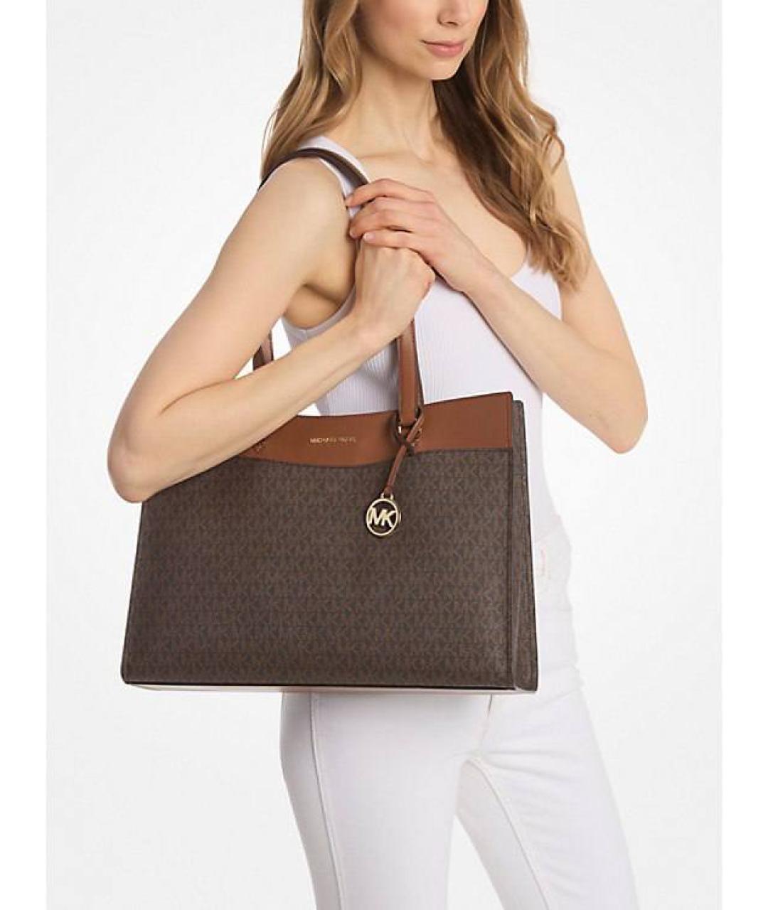 MICHAEL KORS Коричневая сумка тоут из канвы, фото 3