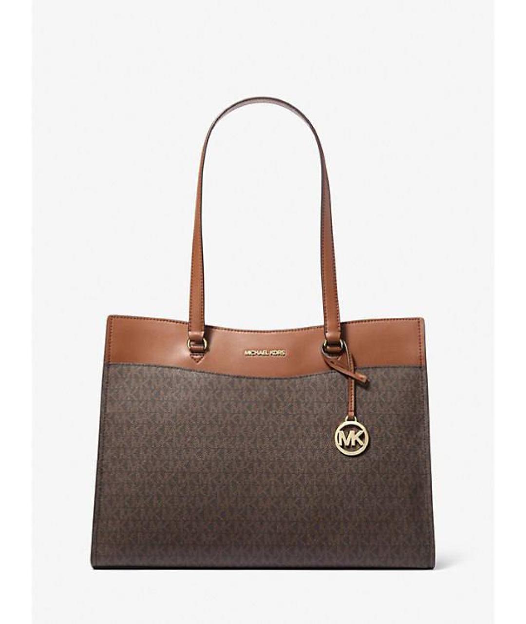 MICHAEL KORS Коричневая сумка тоут из канвы, фото 8