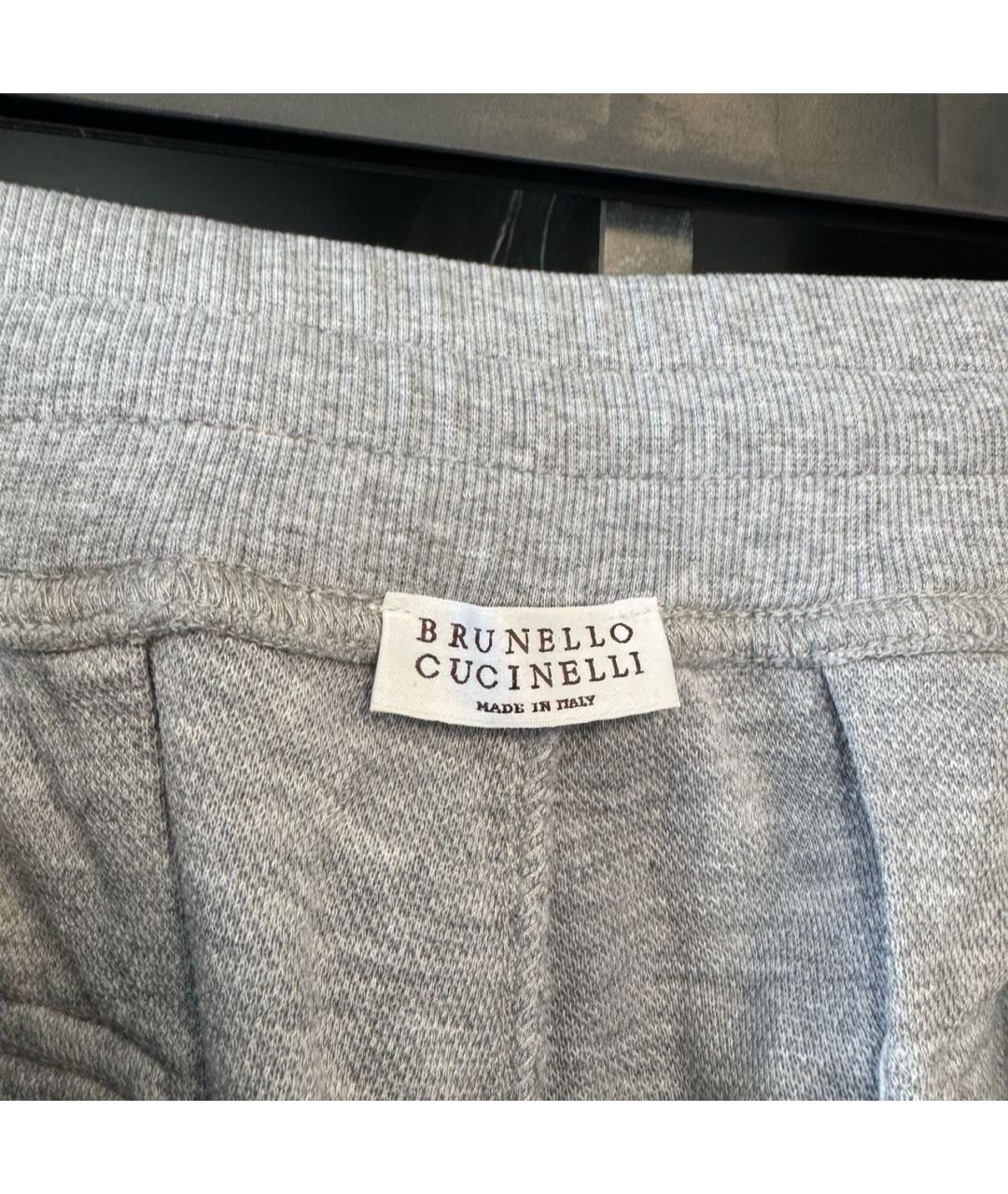 BRUNELLO CUCINELLI Серые хлопковые повседневные брюки, фото 5