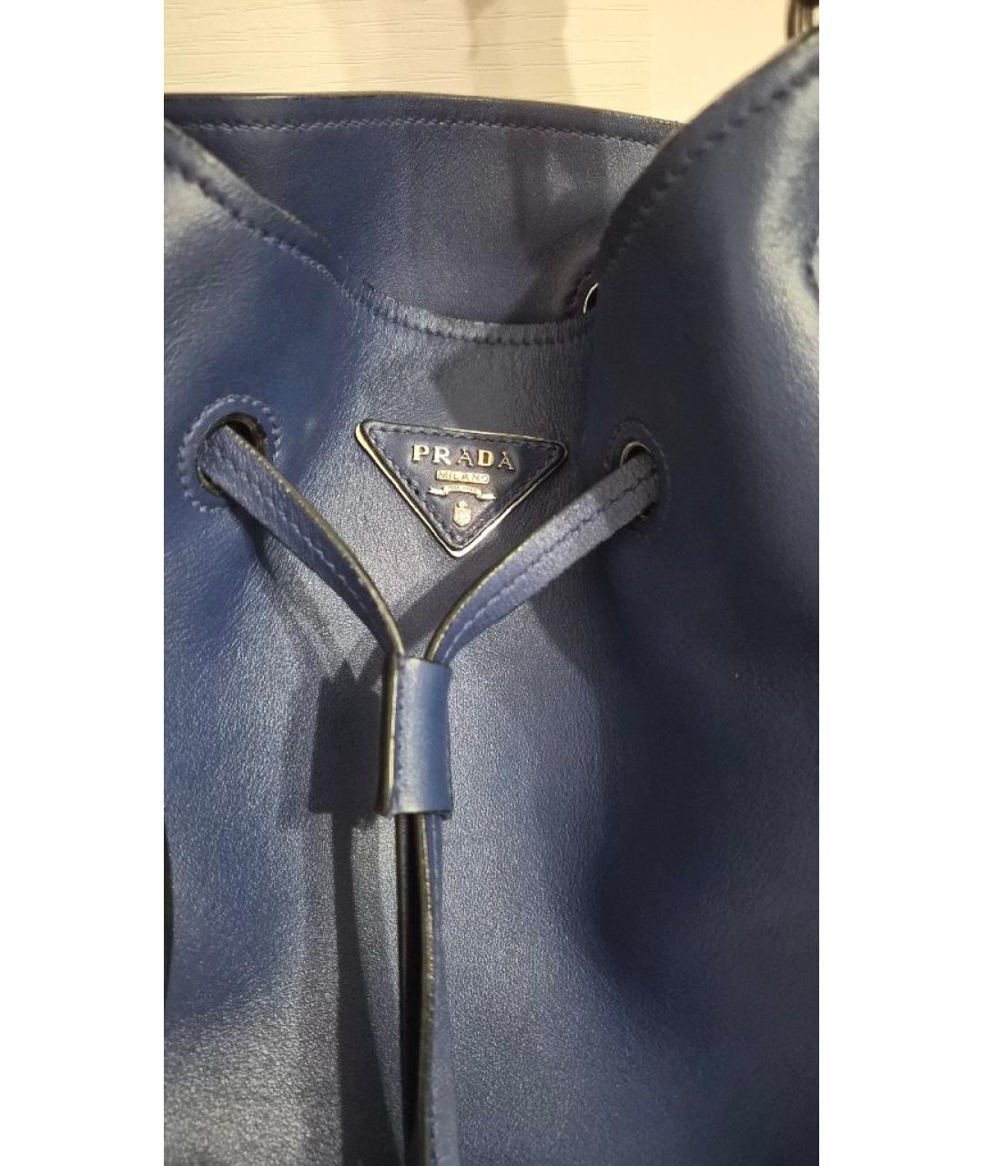 PRADA Темно-синяя кожаная сумка через плечо, фото 2