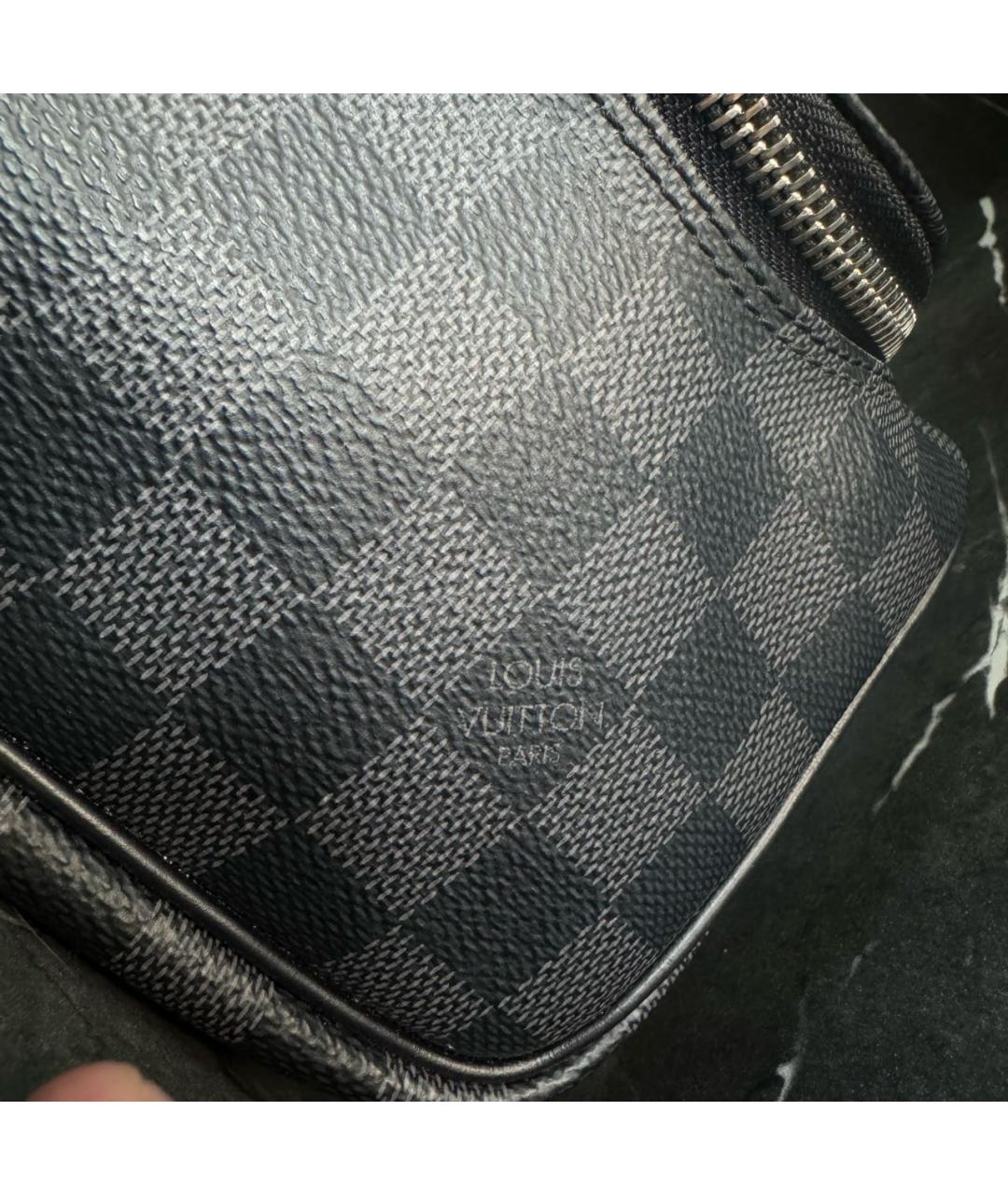 LOUIS VUITTON Черная кожаная сумка на плечо, фото 8