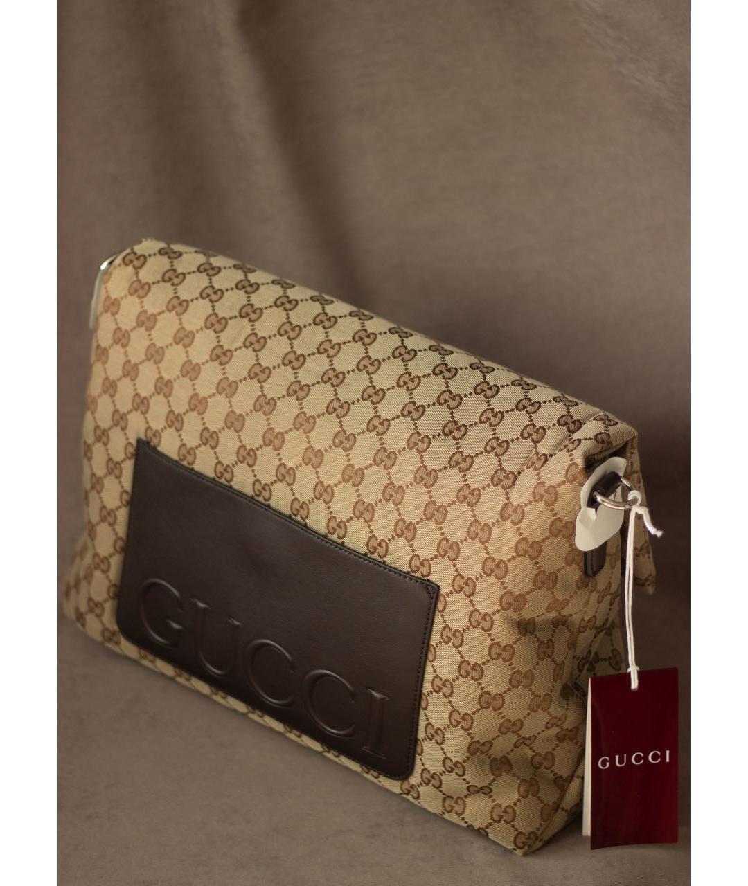 GUCCI Бежевая тканевая сумка через плечо, фото 5