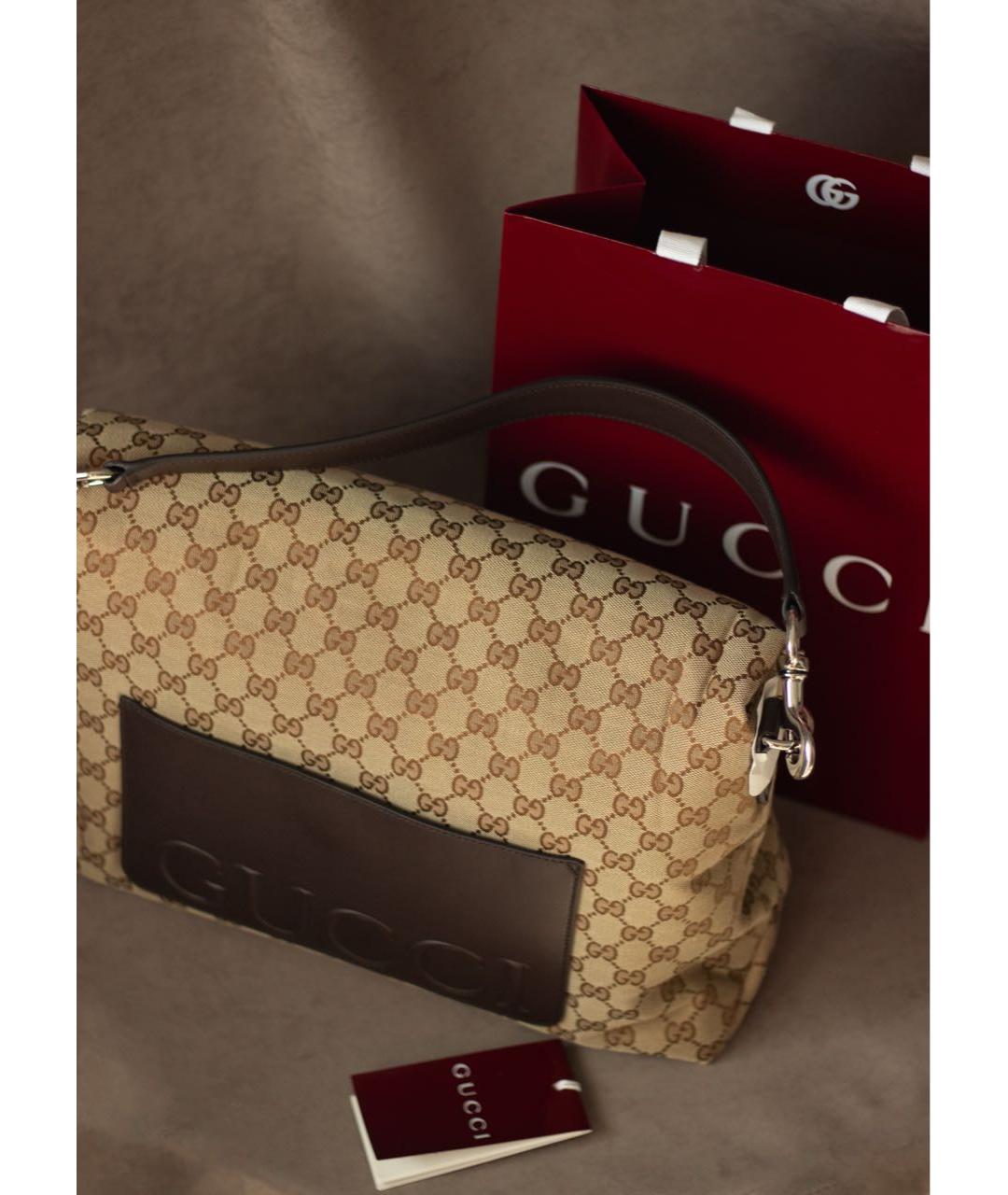 GUCCI Бежевая тканевая сумка через плечо, фото 7