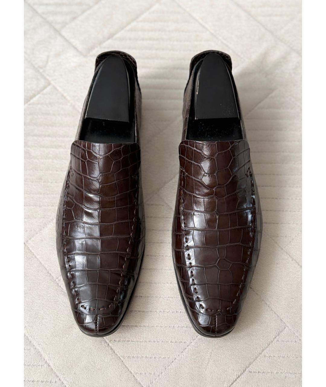 GUCCI Коричневые лоферы из кожи крокодила, фото 3