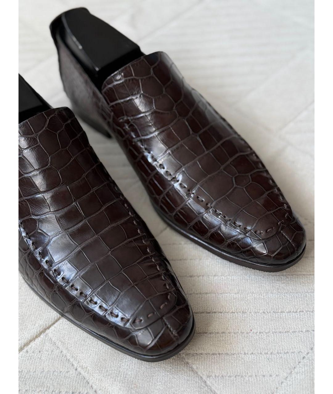 GUCCI Коричневые лоферы из кожи крокодила, фото 7