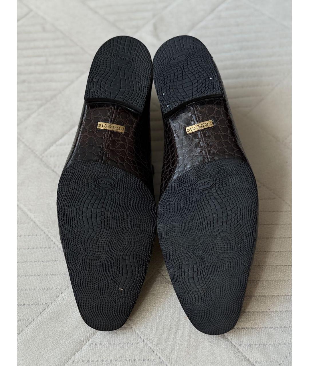 GUCCI Коричневые лоферы из кожи крокодила, фото 8