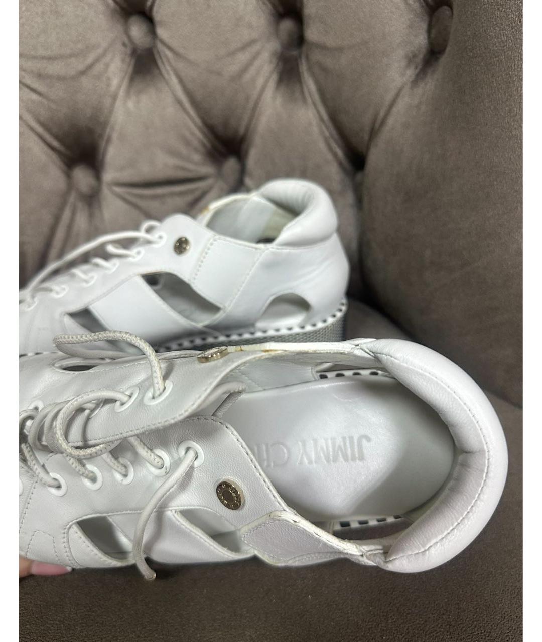 JIMMY CHOO Белые кожаные кеды, фото 3