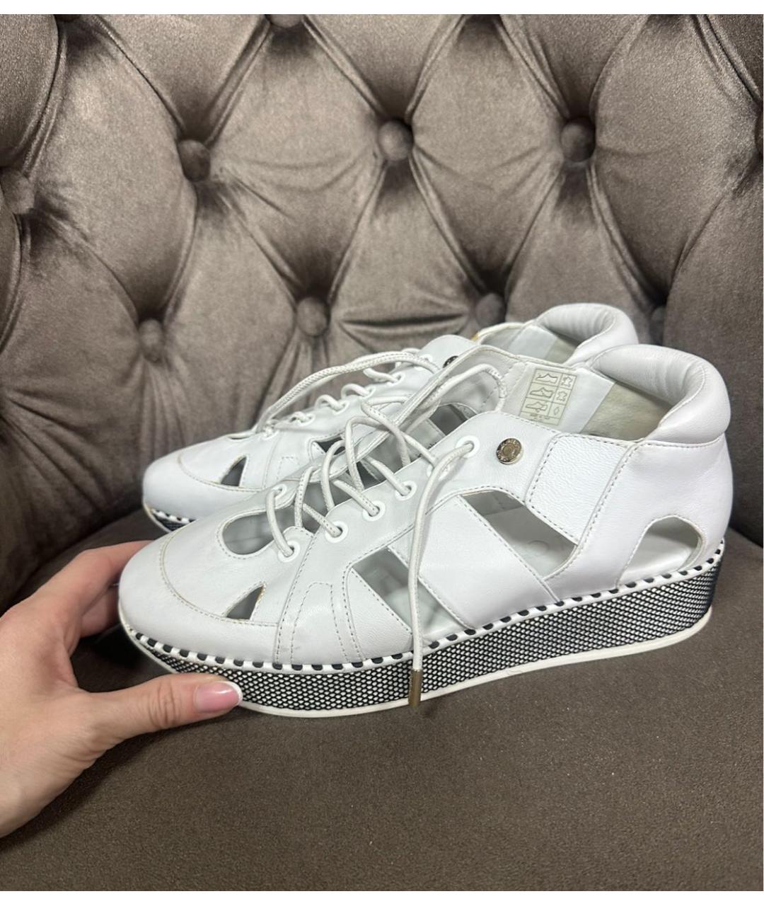 JIMMY CHOO Белые кожаные кеды, фото 7