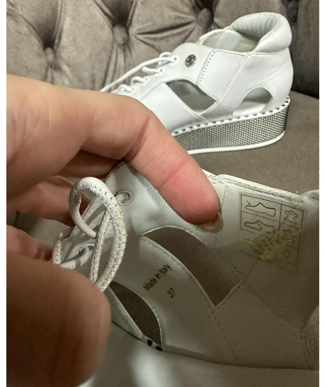 JIMMY CHOO Белые кожаные кеды, фото 6