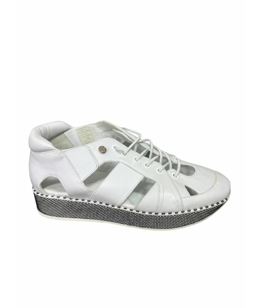 JIMMY CHOO Белые кожаные кеды, фото 1