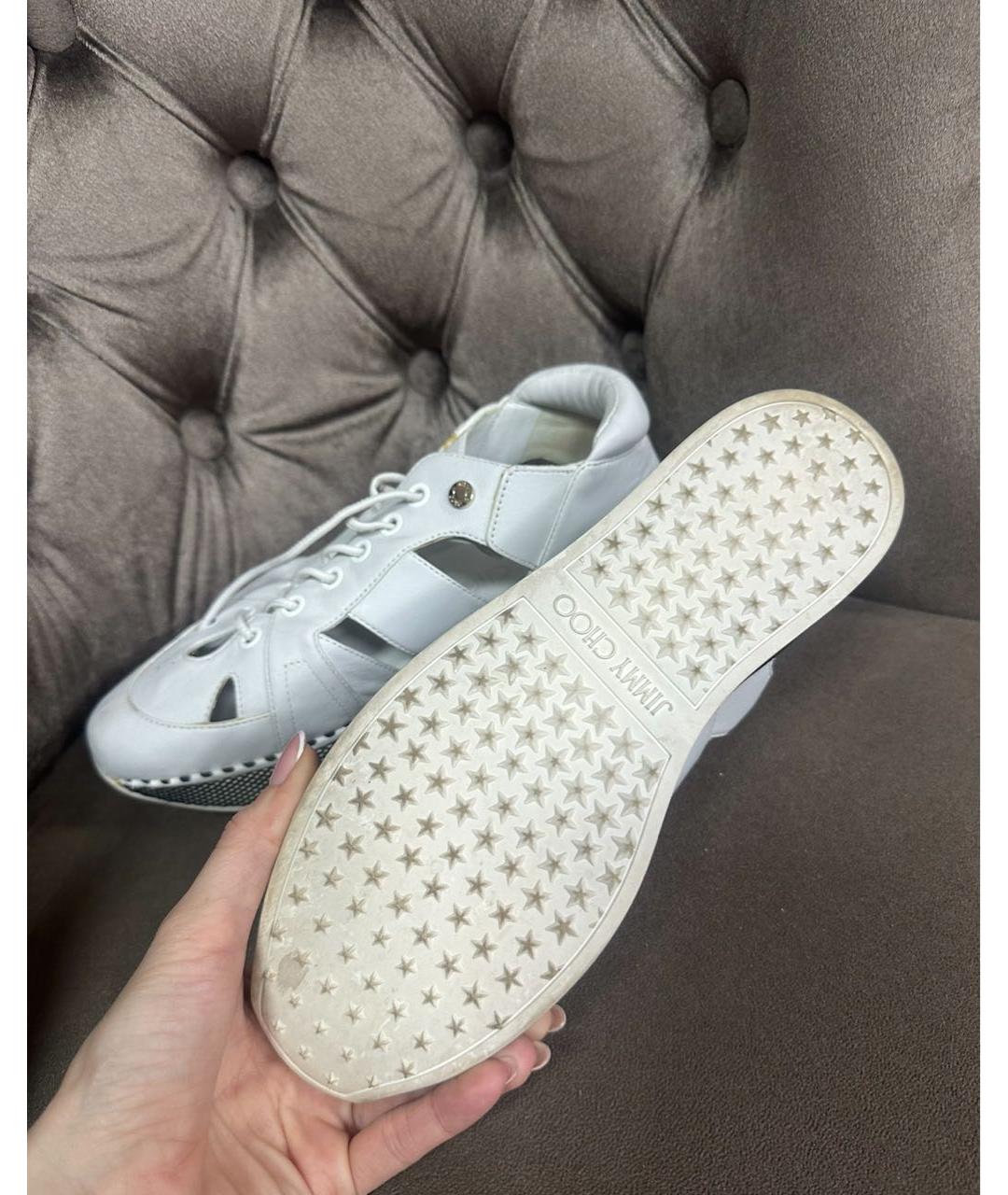 JIMMY CHOO Белые кожаные кеды, фото 4