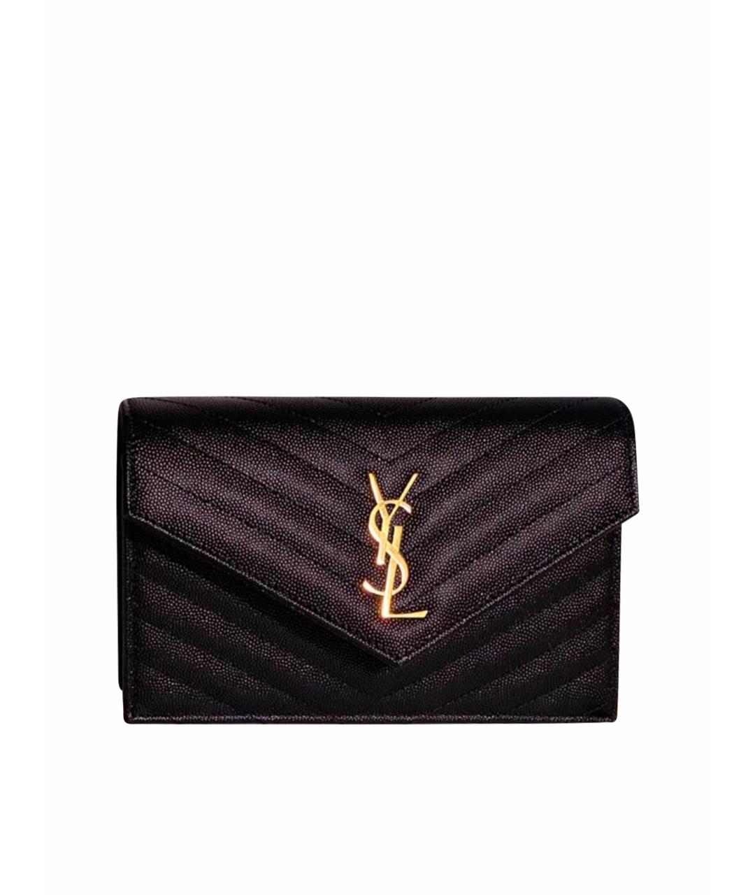 SAINT LAURENT Черная кожаная сумка через плечо, фото 1