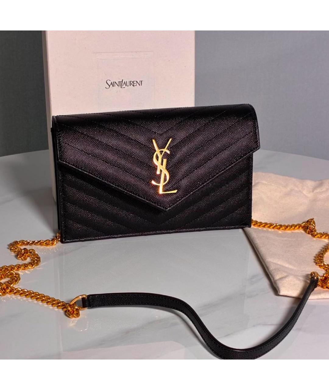 SAINT LAURENT Черная кожаная сумка через плечо, фото 7