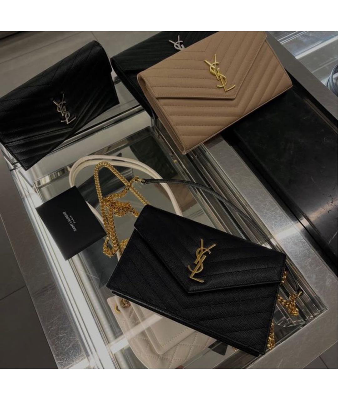 SAINT LAURENT Черная кожаная сумка через плечо, фото 3