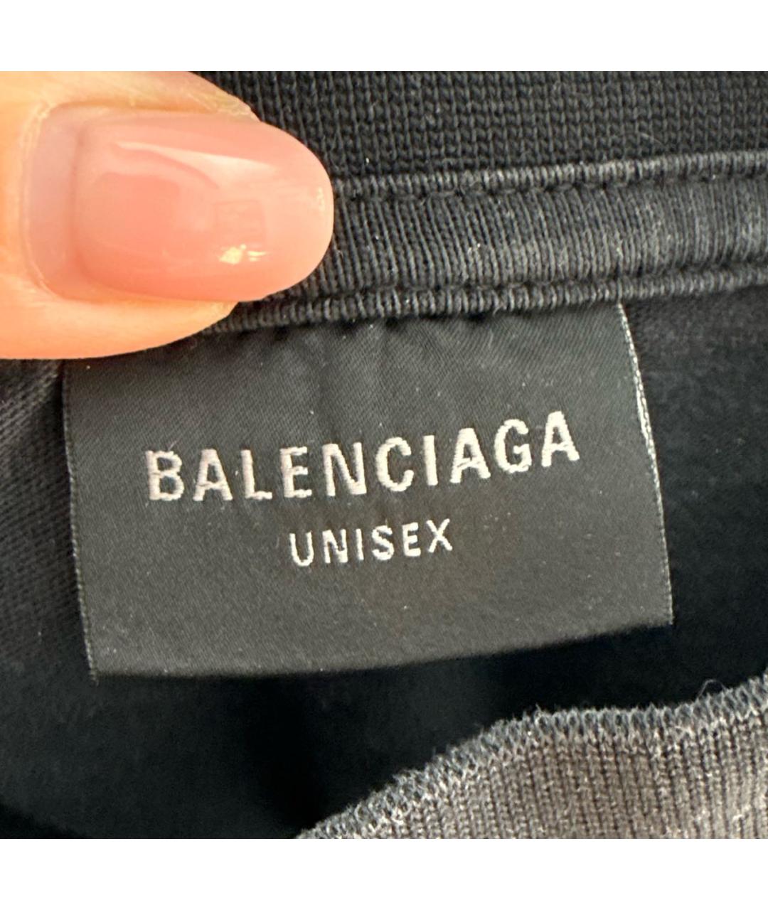 BALENCIAGA Черная хлопковая футболка, фото 4