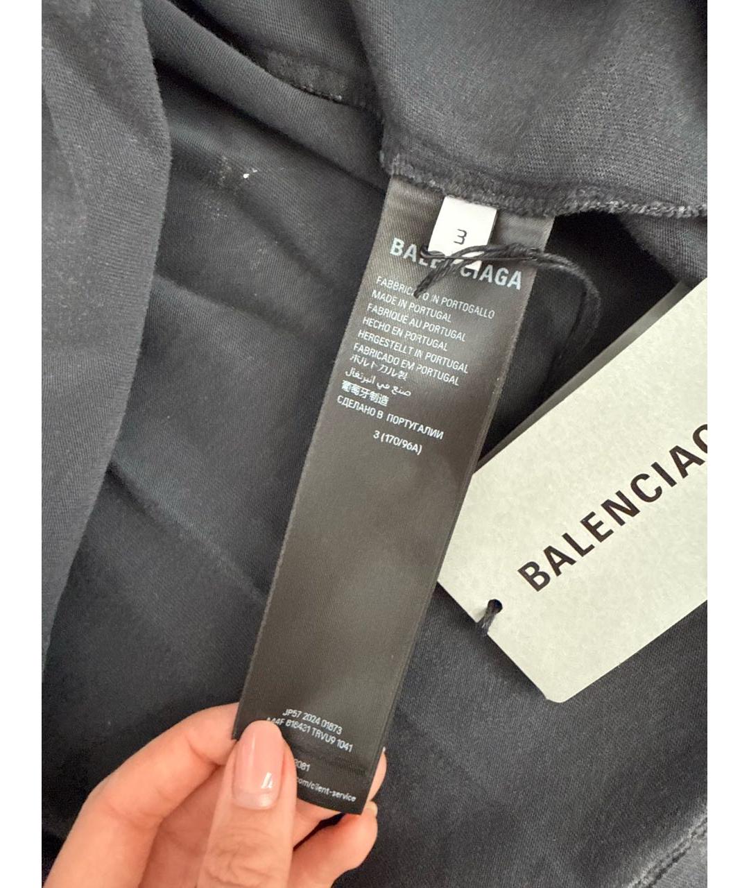 BALENCIAGA Черная хлопковая футболка, фото 6