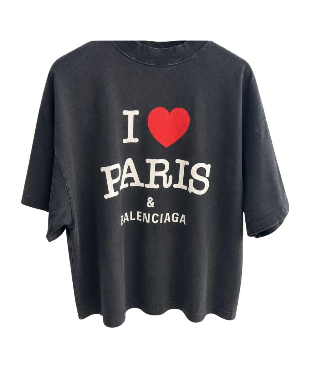 BALENCIAGA Черная хлопковая футболка, фото 1