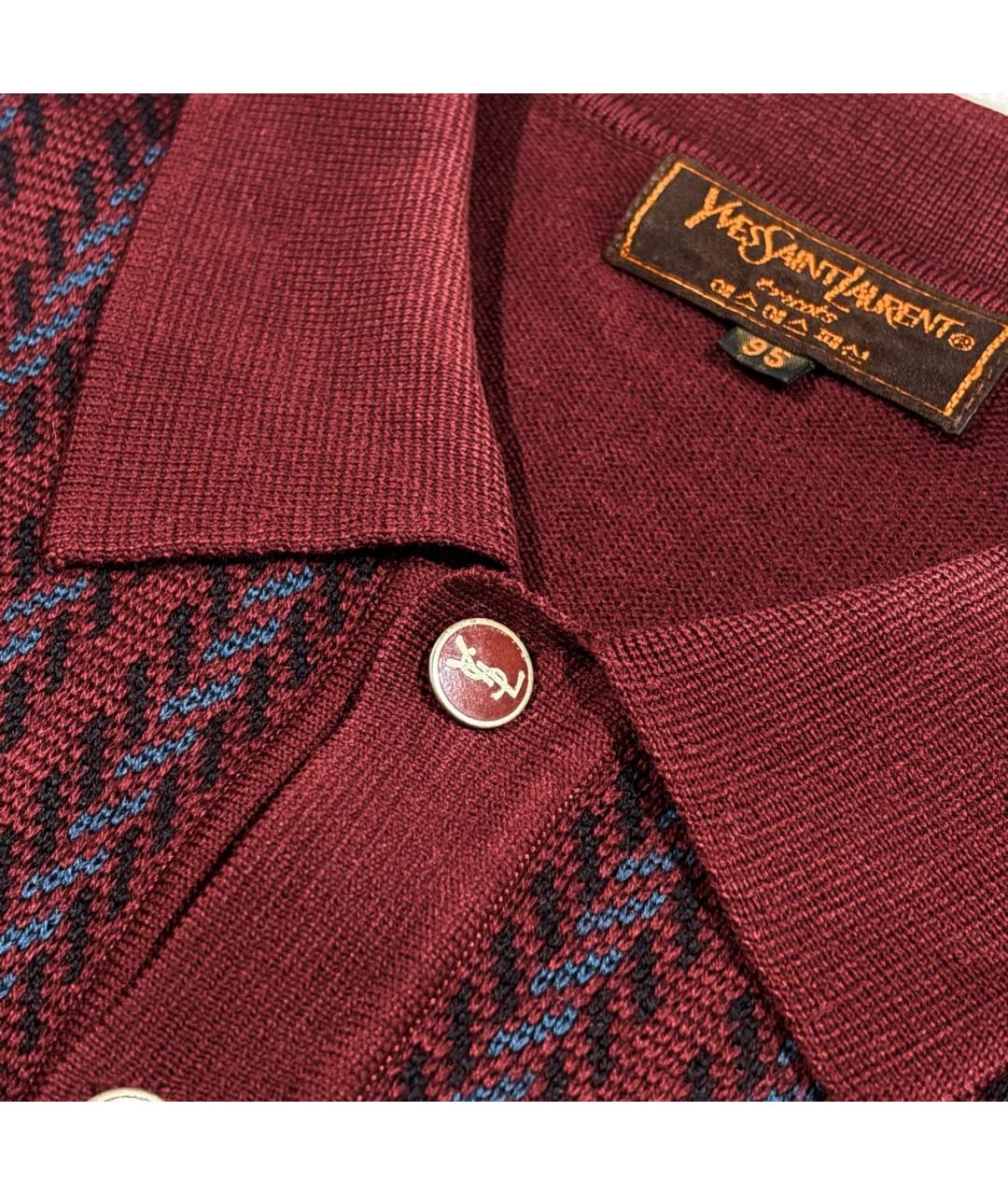 SAINT LAURENT Бордовый шерстяной джемпер / свитер, фото 6