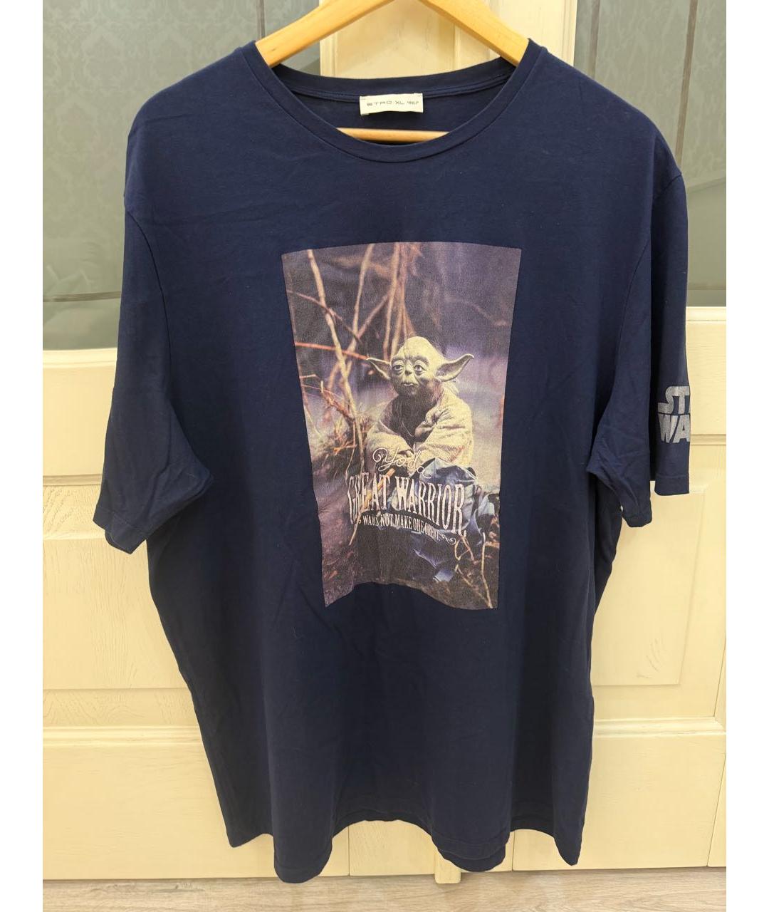 ETRO Темно-синяя хлопковая футболка, фото 8