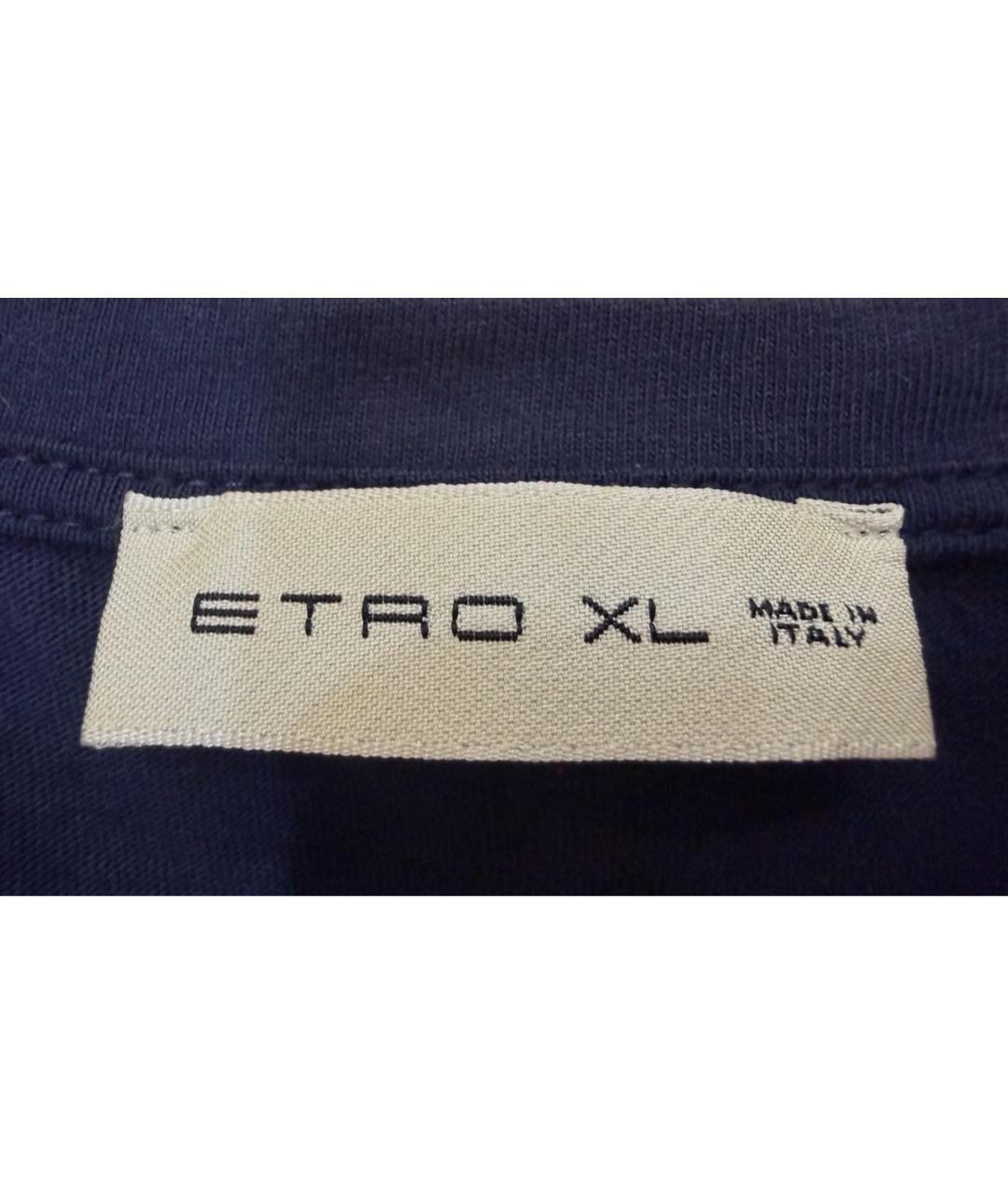 ETRO Темно-синяя хлопковая футболка, фото 6