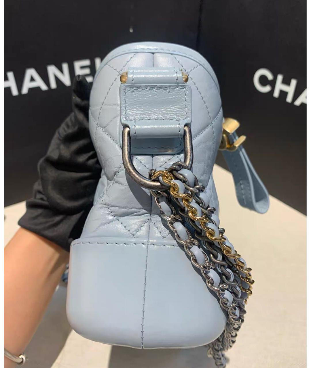 CHANEL Голубая кожаная сумка через плечо, фото 5